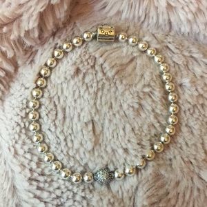 Pandora Beads and Pave Sterling Silver Bracelet